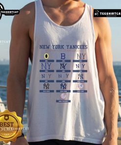 Nice New York Yankees history of team logos tank top showcasing iconic designs and vibrant colors.