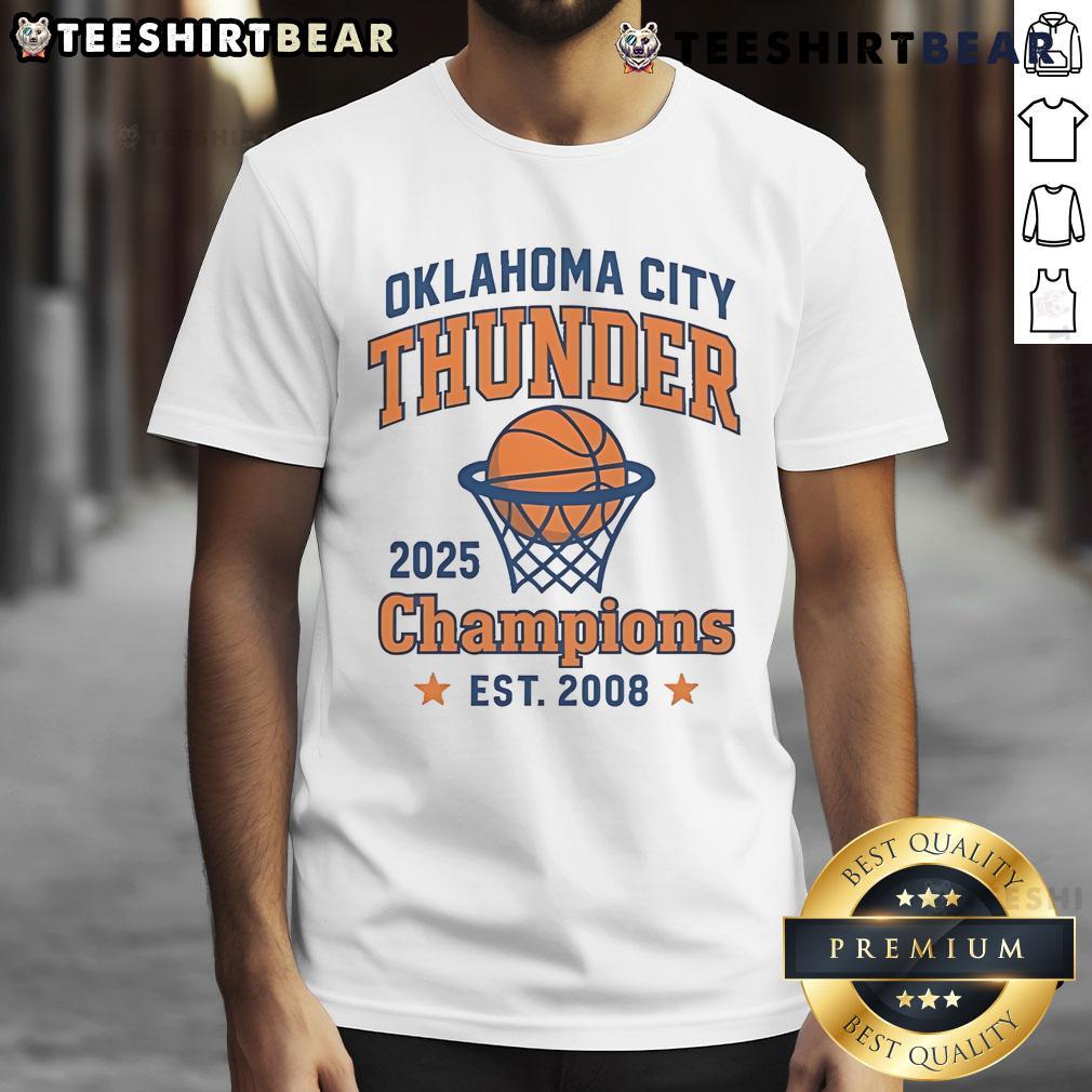 Nice Oklahoma City Okc Thunder Champions 2025 T Shirt Nice Oklahoma City Thunder Champions 2025 T-Shirt featuring team logo and vibrant design for fans and collectors.