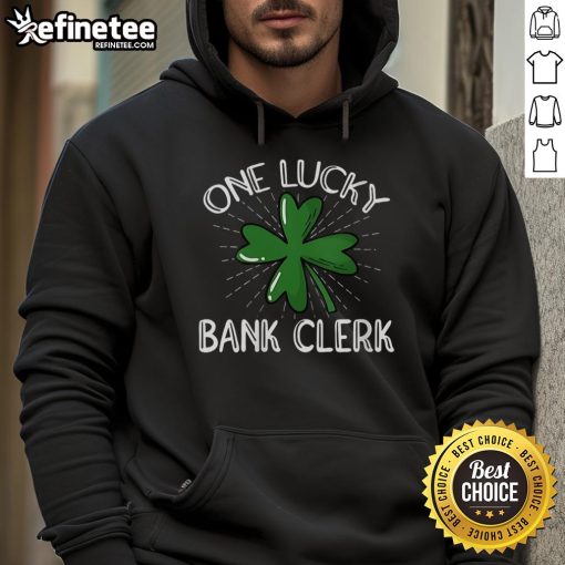 Nice One Lucky Bank Clerk Hoodie in vibrant colors, perfect for casual wear and showcasing a fun banking theme.