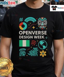 Alt Text: Nice Openverse Design Week T-Shirt featuring a vibrant graphic and stylish design for creative enthusiasts.