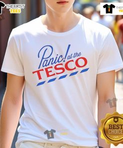 Nice Panic At The Tesco T-Shirt featuring a vibrant design with band graphics, perfect for fans and casual wear.