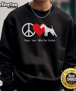 Cozy Nice Peace Love Wire Fox Terriers sweatshirt featuring a vibrant design for dog lovers and fashion enthusiasts.