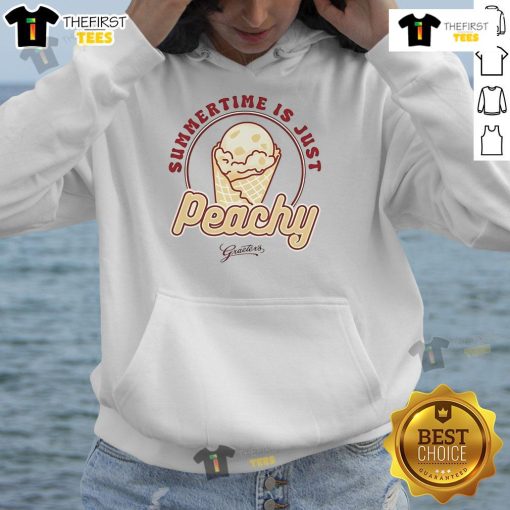 Cozy Nice Peachy Summertime Ice Cream Hoodie featuring vibrant colors and a fun ice cream graphic, perfect for warm days.