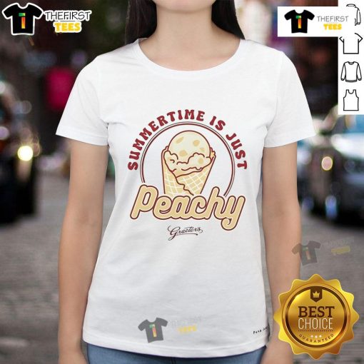 Nice Peachy Summertime Just Ice Cream Ladies Tee featuring a vibrant design perfect for summer fashion.