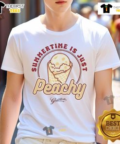 Alt Text: Nice Peachy Summertime Is Just Ice Cream T-Shirt featuring a fun ice cream graphic perfect for summer fashion.