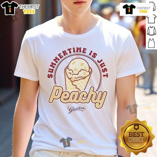 Alt Text: Nice Peachy Summertime Is Just Ice Cream T-Shirt featuring a fun ice cream graphic perfect for summer fashion.