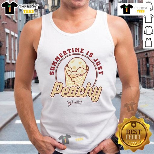 Alt Text: Nice Peachy Summertime Just Ice Cream Tank Top featuring a vibrant peach graphic for summer fashion.