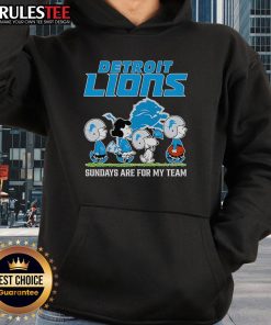 Nice Peanuts Detroit Lions hoodie with 'Sundays Are For My Team' text, perfect for football fans and game day.