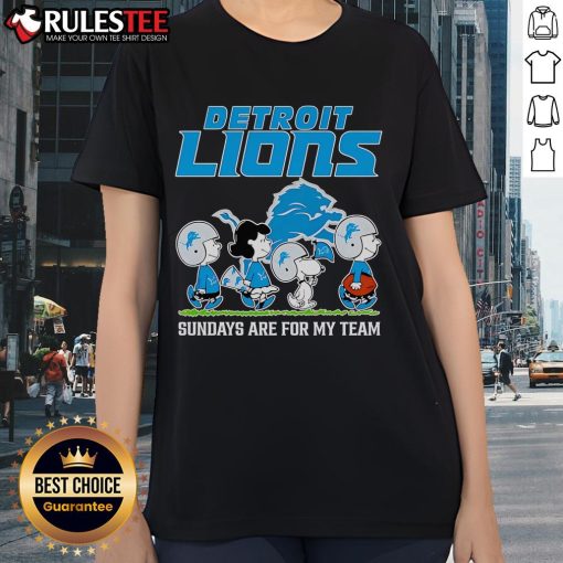 Nice Peanuts Detroit Lions Sundays Are For My Team ladies tee featuring a stylish design for fans.