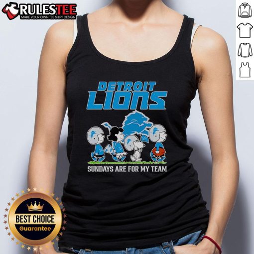 Nice Peanuts Detroit Lions Sundays Are For My Team tank top featuring a vibrant design perfect for game day attire.