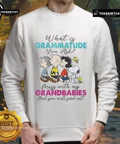 Cozy sweatshirt featuring 'Mess with my grandbabies' quote, perfect for proud grandparents and peanut lovers.