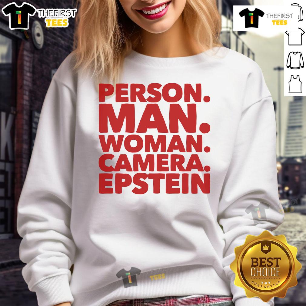 Nice Person Man Woman Camera Epstein Sweatshirt A nice person wearing an Epstein sweatshirt poses for the camera with a smile, showcasing casual style and warmth.