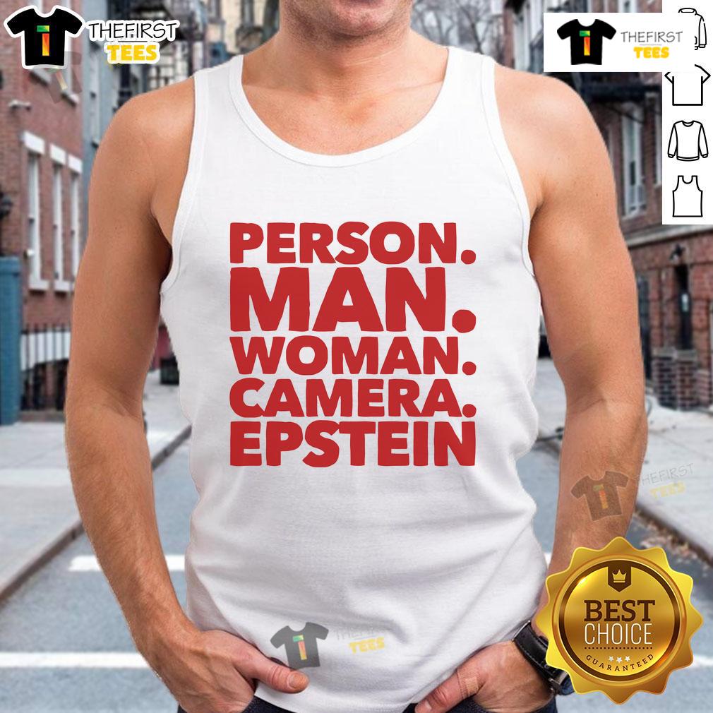 Nice Person Man Woman Camera Epstein Tank Top Friendly man and woman posing for a photo in tank tops, showcasing vibrant smiles and a camera, capturing joyful moments.