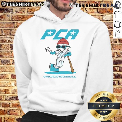 Alt Text: Cartoon hoodie featuring Nice Pete Crow-Armstrong, Chicago Cubs baseball player, perfect for mid-summer outings.