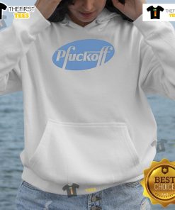 Nice Pfuckoff logo parody hoodie featuring a bold graphic design and vibrant colors, perfect for casual streetwear.