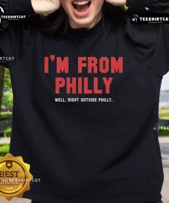 Cozy sweatshirt featuring 'I'm From Philly' slogan, perfect for Philadelphia Phillies fans and local pride.