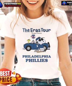 Alt Text: Nice Philadelphia Phillies The Eras Tour Snoopy ladies tee featuring vibrant graphics and a stylish design.