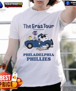 Alt Text: Nice Philadelphia Phillies The Eras Tour Snoopy T-Shirt featuring a playful Snoopy graphic in team colors.