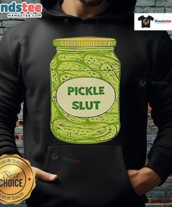 Funny Nice Pickle Slut Jar of Cucumbers hoodie design featuring quirky pickle graphics and bold text.