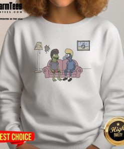 Colorful cartoon frog design on a stylish sweatshirt, perfect for casual wear. Nice Potent Frog Sweatshirt for quirky fashion.