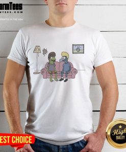 Colorful cartoon frog design on a Nice Potent Frog T-Shirt, perfect for casual wear and amphibian lovers.