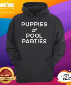 Cozy hoodie featuring cute puppies enjoying a pool party, perfect for pet lovers and outdoor fun.