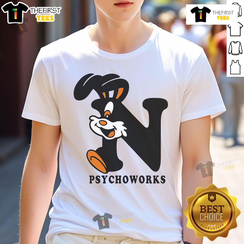 Nice Rabbit Psychoworks T Shirt Alt Text: Stylish Nice Rabbit Psychoworks T-Shirt featuring a vibrant graphic design, perfect for casual wear and rabbit enthusiasts.