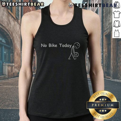 Nice sad stickman wearing a tank top, looking disappointed without his bike today.