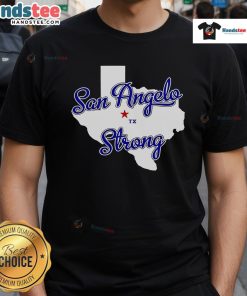Stylish San Angelo Strong Texas T-shirt featuring a bold design, perfect for showing pride in San Angelo, Texas.