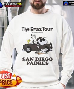 Alt Text: Cozy Nice San Diego Padres The Eras Tour Snoopy sweatshirt featuring vibrant graphics and a stylish design.