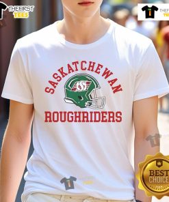 Nice Saskatchewan Roughriders X Canada Day 2025 Helmet T-Shirt featuring vibrant colors and iconic team logo.