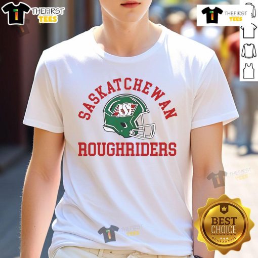 Nice Saskatchewan Roughriders X Canada Day 2025 Helmet T-Shirt featuring vibrant colors and iconic team logo.