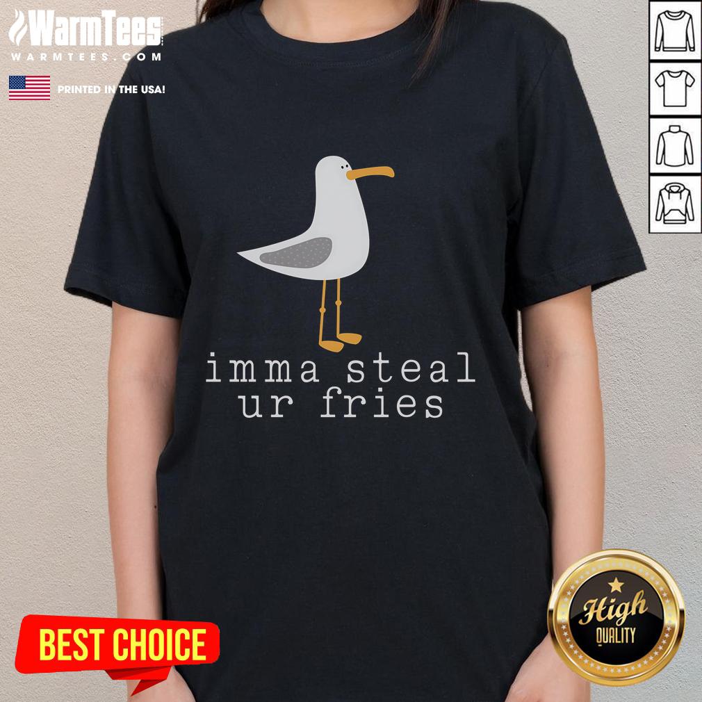 Nice Seagull Imma Steal Ur Fries Ladies Tee Funny ladies tee with a seagull saying 'Imma Steal Ur Fries' perfect for beach lovers and food enthusiasts.