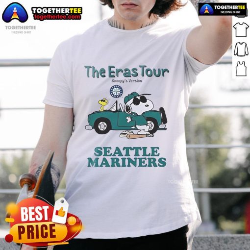 Nice Seattle Mariners The Eras Tour Snoopy T-Shirt featuring vibrant graphics and stylish design for fans.