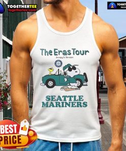 Alt Text: Cute Snoopy tank top featuring the Seattle Mariners logo, perfect for fans of The Eras Tour and casual summer wear.