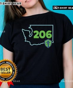 Nice Seattle Sounders FC 206 Area Code State Ladies Tee featuring vibrant design and team colors for fans.