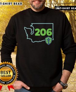 Seattle Sounders FC sweatshirt featuring 206 area code design, perfect for fans of the MLS team.