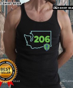 Stylish Seattle Sounders FC tank top featuring the 206 area code, perfect for fans and summer wear.