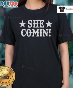 Nice She Comin Western Cowboy Cowgirl Stars Ladies Tee featuring a stylish design for casual western-themed outfits.