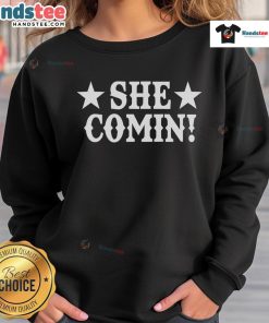 Alt Text: Stylish Nice She Comin Western Cowboy Cowgirl Stars Sweatshirt featuring a trendy design for Western fashion lovers.