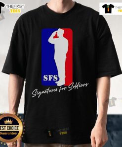 Nice Signatures For Soldiers Baseline Logo T-Shirt featuring a unique design honoring military service and sacrifice.