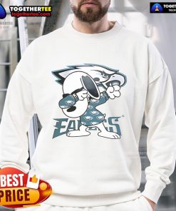 Alt Text: Cute Snoopy dabbing in a Philadelphia Eagles sweatshirt, perfect for fans and cozy game day wear.