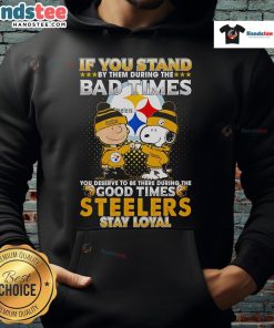 Stylish Steelers hoodie featuring Snoopy, perfect for fans celebrating good times and enduring bad times together.