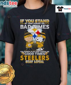 Nice Snoopy graphic tee for Steelers fans, celebrating good and bad times, perfect for ladies who love football.