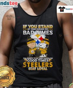 Stylish Steelers tank top featuring Snoopy, embodying loyalty through good and bad times. Perfect for fans!