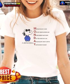 Nice Snoopy Monday t-shirt featuring a playful graphic, perfect for fans of Snoopy and casual women's fashion.