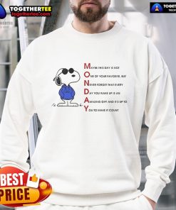 Cozy Snoopy sweatshirt for a cheerful Monday, perfect for those who love comfort and fun designs.