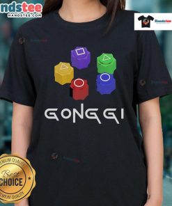 Alt Text: Stylish ladies tee featuring a Nice Squid Game Gonggi player, perfect for fans of the popular series.