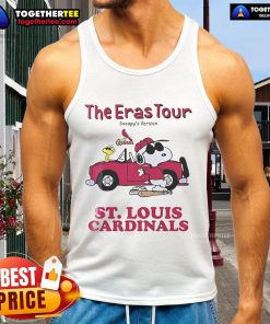 Alt Text: Stylish St. Louis Cardinals The Eras Tour Snoopy tank top featuring vibrant graphics and a relaxed fit.