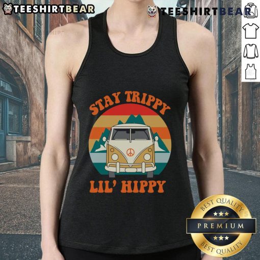 Trippy Lil Hippy tank top design showcasing vibrant colors and a relaxed fit, perfect for summer wear.